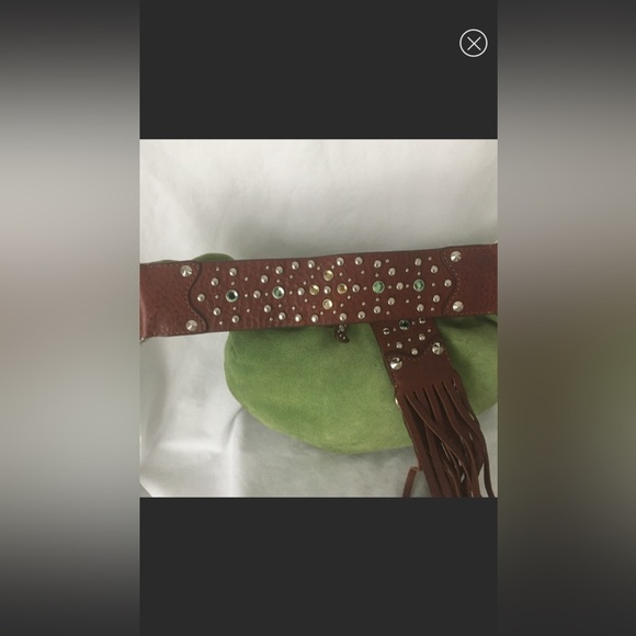 Cole Haan vintage green G series suede purse with jewel embellishments - Picture 4 of 12